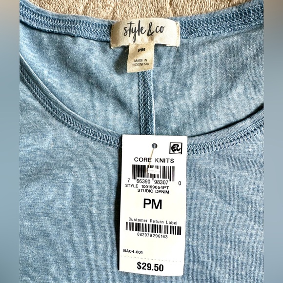 Style & Co. Asymmetric Gray Short Sleeve Tee-Size PM - Picture 3 of 4